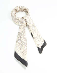 Black & White Fabric Paisley Print Scarf