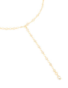 Gold Necklaces: Gold Plated Cubic Zirconia Circle Detail Y-Necklace