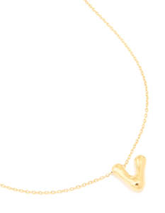 Waterproof Gold Plated Stainless Steel Large Bubble Letter V Necklace