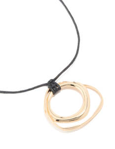 Gold Necklaces: Gold Double Circle Layered Pendant Cord Necklace