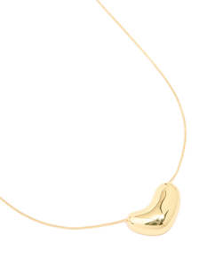 Gold Plated Brass Molten Pebble Pendant Necklace