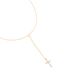 Gold Plain Cross Y-Necklace