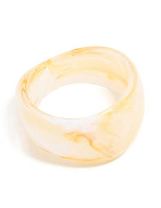 White: Cream Marbled Acrylic Statement Bangle