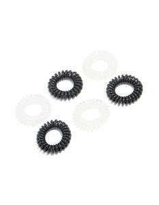 White: Clear & Black Spiral Stretchy Hair Ties 6-Pack