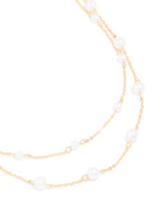 White: Gold Pearl Layered Necklace