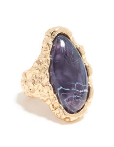 Purple: Gold Textured Purple Jewel Ring