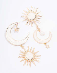 Neutrals: Gold Celestial Marble Drop Earrings