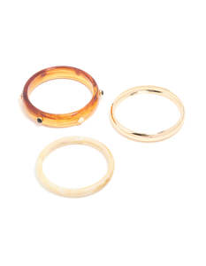 Neutrals: Gold & Brown Acrylic Bangles 3-Pack