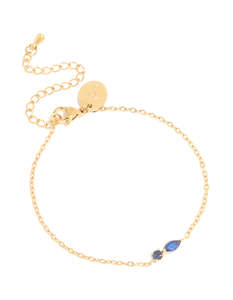 Waterproof Gold Plated Stainless Steel September Blue Cubic Zirconia Birthstone Bracelet