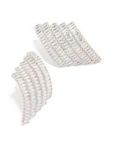 Statement Earrings: Silver Cubic Zirconia Statement Stud Earrings