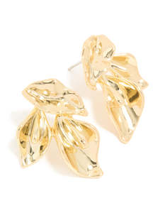 Statement Earrings: Gold Plated Brass Flower Mirror Statement Earrings