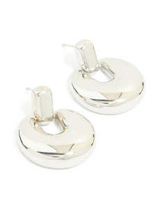 Statement Earrings: Waterproof Stainless Steel Round Doorknocker Earrings