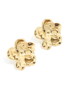 Statement Earrings: Waterproof Gold Plated Stainless Steel Mini Double Daisy Earrings