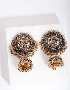 Statement Earrings: Antique Gold Jhumka Earrings