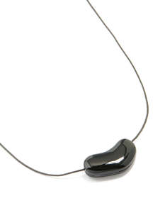 Black Coated Metal Baby Pebble Orb Cord Necklace