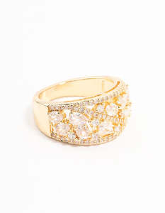 Cubic Zirconia: Gold Plated Mixed Stone Cubic Zirconia Ring
