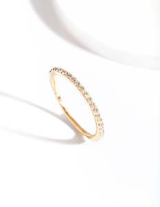 Cubic Zirconia: Gold Cubic Zirconia Band Clicker Earring