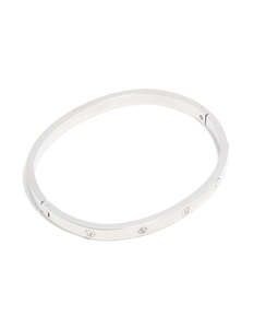 Bangles: Waterproof Stainless Steel Diamante Hinged Bangle