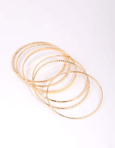 Bangles: Gold Textured Bangle 6-Pack