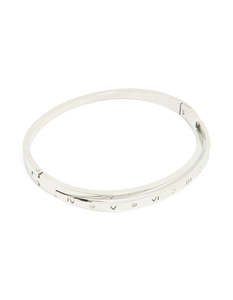 Waterproof Stainless Steel Diamante Roman Numeral Hinge Bangle