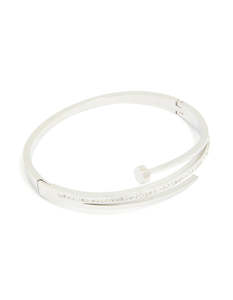 Waterproof Stainless Steel Cubic Zirconia Nail Hinge Bangle