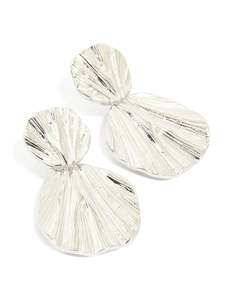 Waterproof Stainless Steel Double Textured Drop Earrings