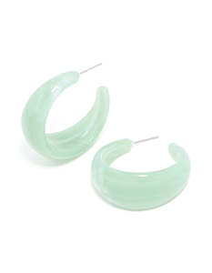 Green: Sage Green Acrylic Marble Hoop Earrings