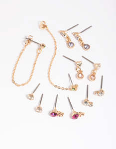 Colourful Mixed Earring Stack 6-Pack