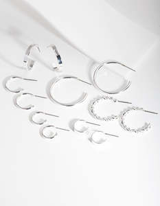 Silver Sleeper Hoop Earring 6-Pack