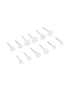 Ear Stacks: Silver Plated Stud Earrings 6-Pack