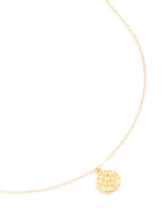 Sterling Silver Necklaces: Gold Plated Sterling Silver Molten Round Pendant Necklace