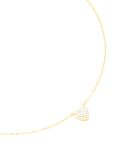 Sterling Silver Cubic Zirconia Halo Heart Necklace