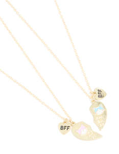 Kids Necklaces: Kids Gold Cat BFF Heart Necklace Pack