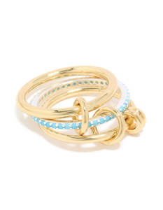 Silver: Gold Plated & Blue Coated Metal Stacked Ring