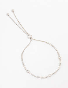 Silver Cubic Zirconia Toggle Bracelet