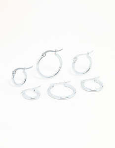 Surgical Steel Clasp Hoop Earrings 2-Pack