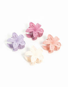 Multicoloured Mini Frangipani Claw Clips 4-Pack