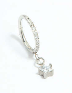 Star Earrings: Surgical Steel Cubic Zirconia Micro Star Clicker Ring