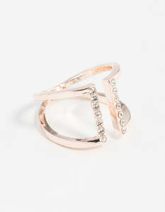 Rose Gold: Rose Gold Open Diamante Ring