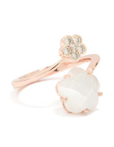 Rose Gold: Rose Gold Cubic Zirconia Open Flower Ring