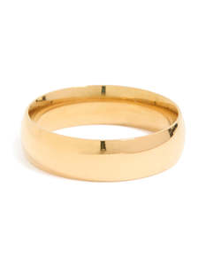 Mens Waterproof Gold Plated Stainless Steel Smooth Cigar Band Ring