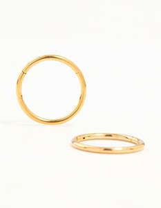 Surgical Steel Earrings: Gold Plated Surgical Steel Medium Sleeper Earrings 10 mm