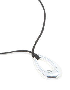 Long Necklaces: Silver Plated Open Oval Pendant Long Cord Necklace