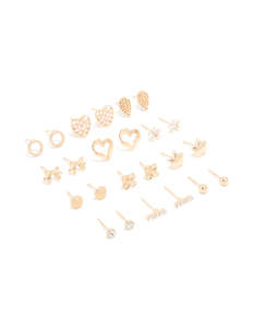 Pearl Earrings: Gold Pearl Heart & Bow Earrings 12-Pack