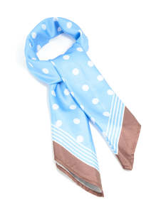 Bandanas Hair Scarves: Blue & White Polka Dot Print Fabric Scarf