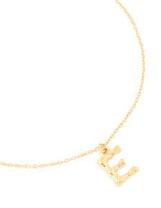 Waterproof Gold Plated Stainless Steel Bamboo Letter E Necklace