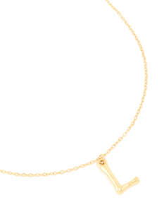 Waterproof Gold Plated Stainless Steel Bamboo Letter L Necklace