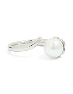 Waterproof Stainless Steel Pearl Open Wrap Around Ring