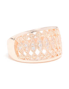 Rose Gold Fashion: Rose Gold Cubic Zirconia Oval Cluster Embellished Ring