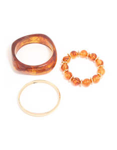 Neutrals: Gold & Brown Acrylic Brown Bangles 3-Pack